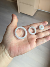 Load image into Gallery viewer, 33.6/23.5/14.7mm Type A 100% Natural light purple white Jadeite Jade concentric circle safety Guardian ring pendant set BK113
