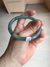 Load image into Gallery viewer, 58.5mm Certified Type A 100% Natural dark green/blue/gray/black with flying flowers Guatemala Jadeite bangle BH238-8656
