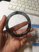Load image into Gallery viewer, 56mm Certified Type A 100% Natural icy watery dark green/purple/gray round cut Jadeite bangle AA130-6924