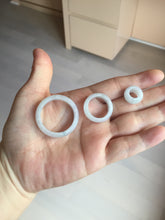 Load image into Gallery viewer, 33.6/23.5/14.7mm Type A 100% Natural light purple white Jadeite Jade concentric circle safety Guardian ring pendant set BK113