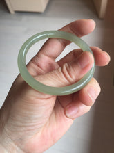 Load image into Gallery viewer, 51mm Certified 100% Natural icy white light yellow green gray slim round cut nephrite jade bangle HN160-8259
