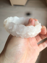 Load image into Gallery viewer, 55mm 100% natural light pink/gray/beige/white Quartzite (Shetaicui jade) carved flowers bangle SY52