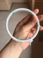 Load image into Gallery viewer, 78.5mm certified Type A 100% Natural light green sunny green purple white plus size flat style Jadeite Jade bangle J131-2213
