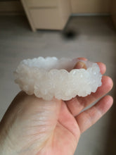 Load image into Gallery viewer, 55mm 100% natural light pink/gray/beige/white Quartzite (Shetaicui jade) carved flowers bangle SY52