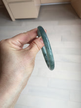 Load image into Gallery viewer, 58.5mm Certified Type A 100% Natural dark green/blue/gray/black with flying flowers Guatemala Jadeite bangle BH238-8656