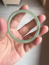 Load image into Gallery viewer, 51mm Certified 100% Natural icy white light yellow green gray slim round cut nephrite jade bangle HN160-8259