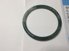 Load image into Gallery viewer, 54.9mm Certified Type A 100% Natural dark green/blue/gray with Guatemala slim round cut Jadeite bangle PJ92-3448