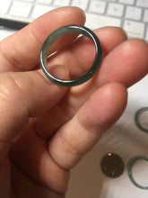 Load image into Gallery viewer, 18.8mm size 8 3/4 100% natural type A icy watery green/blue slim style Guatemala jadeite jade band ring group BP73