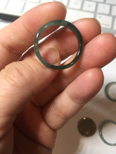 Load image into Gallery viewer, 18.8mm size 8 3/4 100% natural type A icy watery green/blue slim style Guatemala jadeite jade band ring group BP73