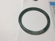 Load image into Gallery viewer, 54.9mm Certified Type A 100% Natural dark green/blue/gray with Guatemala slim round cut Jadeite bangle PJ92-3448