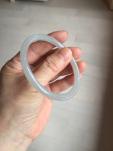 Load image into Gallery viewer, 53.9mm Certified 100% Natural icy gray (灰冰) pale pink(藕粉) slim round cut nephrite jade bangle HN159-9101