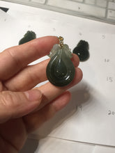 Load image into Gallery viewer, 100% Natural type A dark green/gray/black(油青) Jadeite Jade seashell (福贝) pendant group BP187