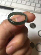 Load image into Gallery viewer, 18.8mm size 8 3/4 100% natural type A icy watery green/blue slim style Guatemala jadeite jade band ring group BP73