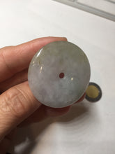 Load image into Gallery viewer, 40.6mm 100% Natural sunny green/purple/gray jadeite Jade Safety Guardian Button(donut) Pendant/worry stone F145