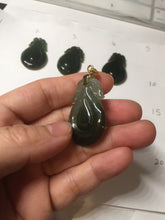 Load image into Gallery viewer, 100% Natural type A dark green/gray/black(油青) Jadeite Jade seashell (福贝) pendant group BP187