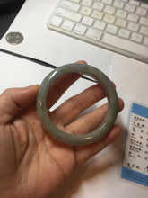 Load image into Gallery viewer, 54.5mm Certified type A 100% Natural dark green gray brown purple two-tone(半山半水) serenity Jadeite bangle PB204-3360