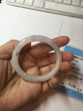 Load image into Gallery viewer, 47mm certified 100% natural Type A light purple white oval jadeite jade bangle PB63-3872