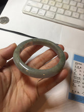 Load image into Gallery viewer, 54.5mm Certified type A 100% Natural dark green gray brown purple two-tone(半山半水) serenity Jadeite bangle PB204-3360
