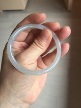Load image into Gallery viewer, 53.9mm Certified 100% Natural icy gray (灰冰) pale pink(藕粉) slim round cut nephrite jade bangle HN159-9101