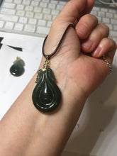 Load image into Gallery viewer, 100% Natural type A dark green/gray/black(油青) Jadeite Jade seashell (福贝) pendant group BP187