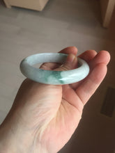 Load image into Gallery viewer, 54.6mm Certified Type A 100% Natural white/light green with grenn floating flowers Jadeite Jade bangle E154-2437