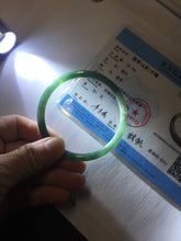 Load image into Gallery viewer, 54.9mm Certified Type A 100% Natural dark green/blue/gray with Guatemala slim round cut Jadeite bangle PJ92-3448