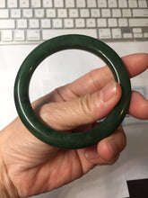 Load image into Gallery viewer, 56.5mm Certified 100% Natural Deep Pine Green/Black "Serene Ember Forest" Nephrite (red-skin nephrite 红皮碧玉) Bangle HT168-11-6179
