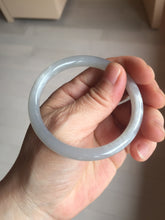Load image into Gallery viewer, 53.7mm certified 100% Natural icy watery white gray nephrite bangle HN158-9155