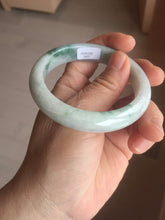 Load image into Gallery viewer, 54.6mm Certified Type A 100% Natural white/light green with grenn floating flowers Jadeite Jade bangle E154-2437