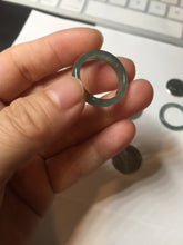 Load image into Gallery viewer, 18.3mm size 8 1/4 100% natural type A icy watery green/blue/gray Guatemala jadeite jade band ring group BP74