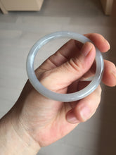 Load image into Gallery viewer, 53.7mm certified 100% Natural icy watery white gray nephrite bangle HN158-9155