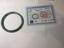 Load image into Gallery viewer, 55.4mm Certified Type A 100% Natural dark green/blue/gray Guatemala slim round cut Jadeite bangle PH8-2351