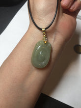 Load image into Gallery viewer, 100% Natural type A icy oily light green gray Jadeite Jade seashell (福贝) pendant F147