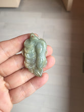 Load image into Gallery viewer, 100% Natural Type A Dark Green Yellow Carved Ancient Coins Four Season Bean Leaf Jadeite Jade Pendant PJ86