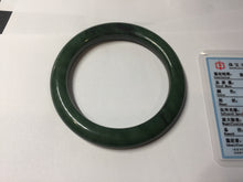 Load image into Gallery viewer, 54.8mm Certified 100% Natural Deep Pine Green/Black "Serene Ember Forest" Nephrite (red-skin nephrite 红皮碧玉) Bangle HT168-12-6184