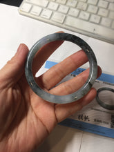 Load image into Gallery viewer, 55.8mm Certified Type A 100% Natural icy watery dark green/purple/gray round cut Jadeite bangle AA131-6925