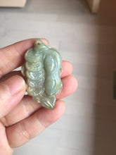 Load image into Gallery viewer, 100% Natural Type A Dark Green Yellow Carved Ancient Coins Four Season Bean Leaf Jadeite Jade Pendant PJ86