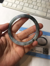Load image into Gallery viewer, 55.8mm Certified Type A 100% Natural icy watery dark green/purple/gray round cut Jadeite bangle AA131-6925