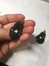 Load image into Gallery viewer, 100% Natural type A dark green/gray/black(油青) Jadeite Jade seashell (福贝) pendant group BP187