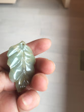 Load image into Gallery viewer, 100% Natural Type A Dark Green Yellow Carved Ancient Coins Four Season Bean Leaf Jadeite Jade Pendant PJ86