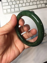 Load image into Gallery viewer, 54.8mm Certified 100% Natural Deep Pine Green/Black "Serene Ember Forest" Nephrite (red-skin nephrite 红皮碧玉) Bangle HT168-12-6184