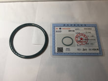 Load image into Gallery viewer, 59mm Certified Type A 100% Natural dark green/blue/gray Guatemala slim round cut Jadeite bangle PA150-8854