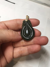 Load image into Gallery viewer, 100% Natural type A dark green/gray/black(油青) Jadeite Jade seashell (福贝) pendant group BP187