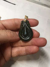 Load image into Gallery viewer, 100% Natural type A dark green/gray/black(油青) Jadeite Jade seashell (福贝) pendant group BP187