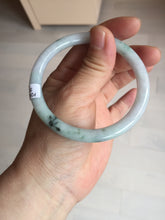 Load image into Gallery viewer, 57mm certified 100% natural type A light green/purple with green fly flowers round cut jadeite jade bangle BN59-3125