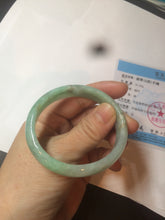 Load image into Gallery viewer, 50.5mm Certified Type A 100% Natural sunny apple green/red oval Jadeite Jade bangle BG61-0174