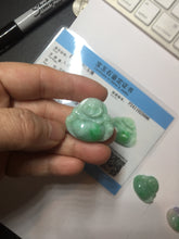 Load image into Gallery viewer, Certified 100% Natural type A sunny green happy Buddha jadeite Jade pendant PB65-5096