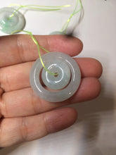 Load image into Gallery viewer, 28.5mm Type A 100% Natural light green Jadeite Jade concentric circle safety Guardian ring Pendant (子母扣,同心环) AC84