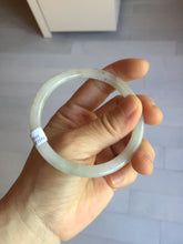 Load image into Gallery viewer, 卖了 56.2mm certified Type A 100% Natural white yellow green gray light purple with brown flying dandelions slim round cut Jadeite Jade bangle PE117-3722