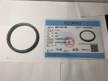 Load image into Gallery viewer, 56.8mm Certified Type A 100% Natural dark green/blue/gray with Guatemala slim round cut Jadeite bangle PJ93-3450
